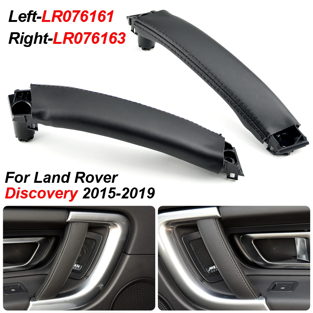 

Black PU Leather Car Left Inner Door Pull Handle Fit for Land Rover L550 Discovery Sport 2015-2017 2018 2019 LR076161 LR076163