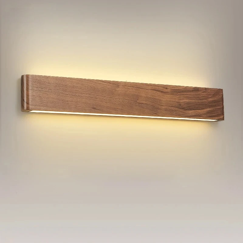 Modern Walnut Wood Wall Lamp for Bedside Bedroom Nordic Sconce Lights Background Aisle Light Wooden Reading Lighting Home Decor