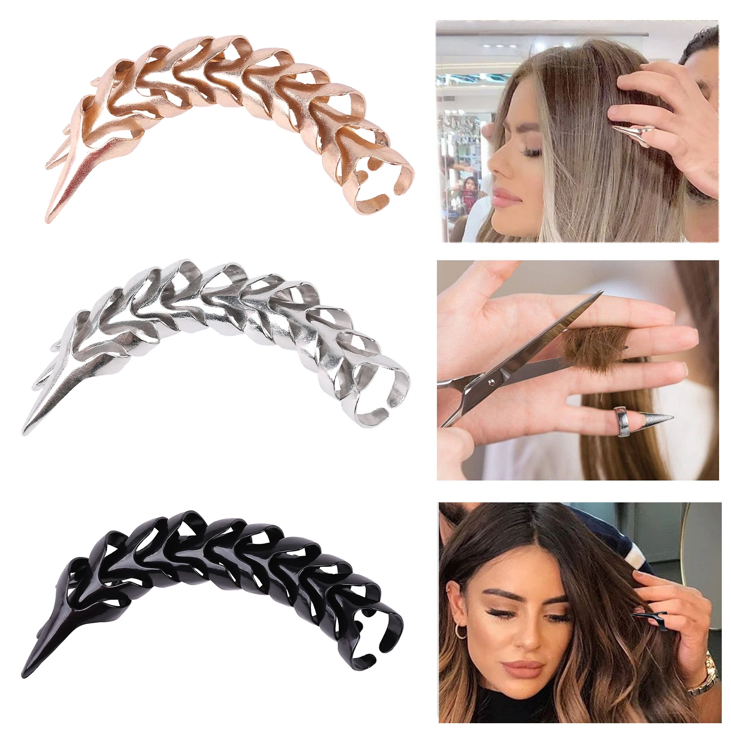 10/20Pcs Retro Gothic Haar Abschied Werkzeug Für Finger Flechten Haar Rack Haar Zubehör Klaue Ringe Magie Nagel trenn Werkzeug Gold – Detail 5