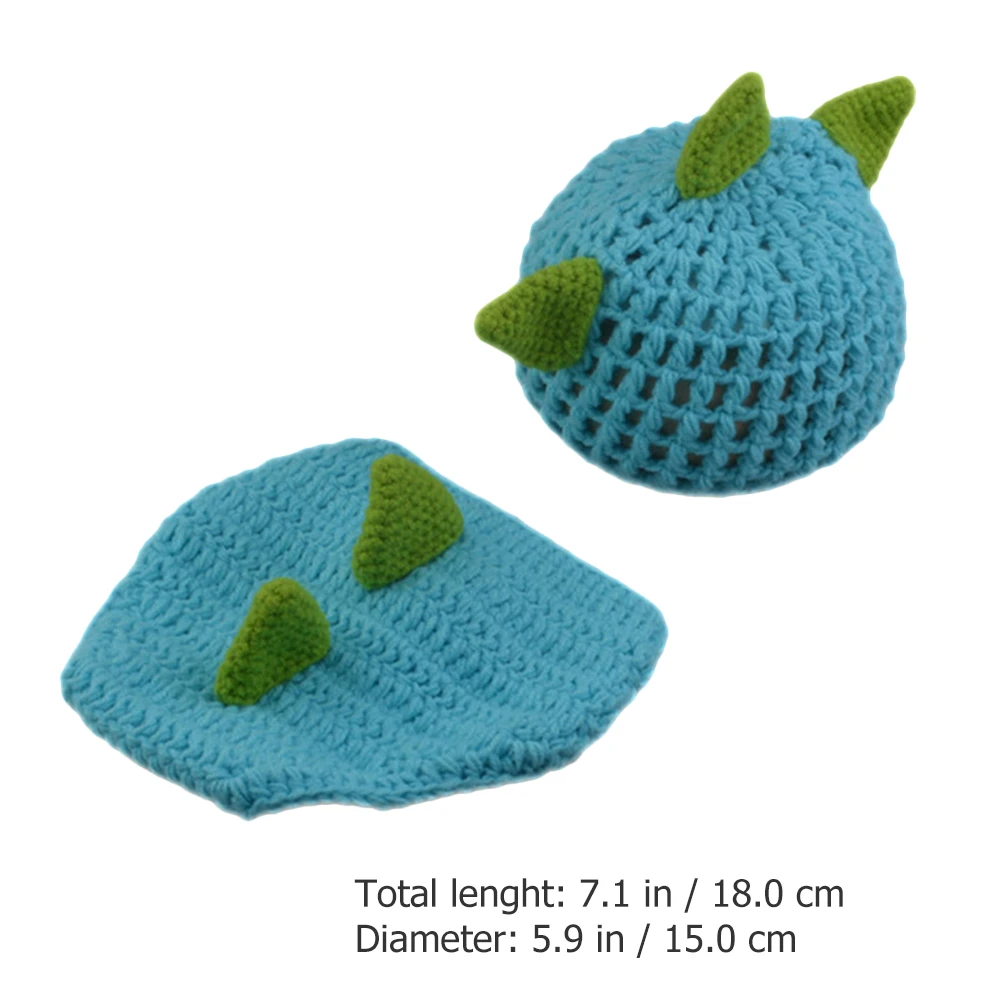 

Cartoon Knitting Suit Newborn Crochet Costume Infant Knitted Photography Clothes Dinosaur Texture Baby Photo Props