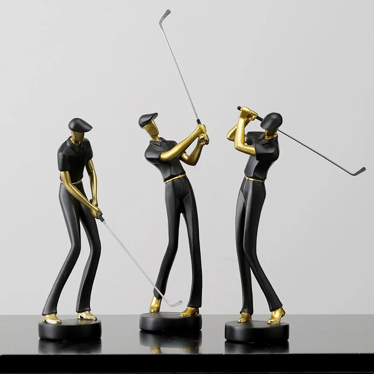 Creative Golfer Figurines Abstract Simple Color Golf Player Model Ornament Sporting Style Decor Modern Home Decorative Articles