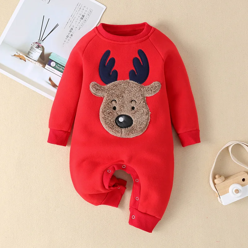 Christmas Baby Romper Newborn Clothes Fleece Lining New Year Kids Jumpsuit for Girls Boys One-Piece Toddler Outfit Infant Onesie