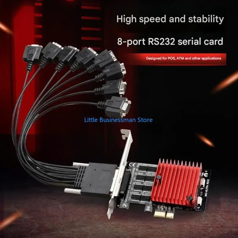 PCIe to 8 Port RS232 Serial Port Expansion Card Extender for Industrial WCH384 Low Profile Bracket Chassis Accessory M76A