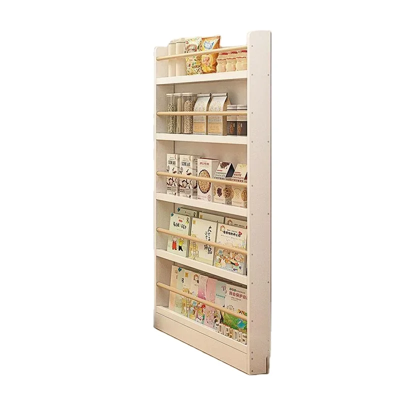 

Narrow behind the door solid wood Kid bookshelf Library magazine shelf Bookcase