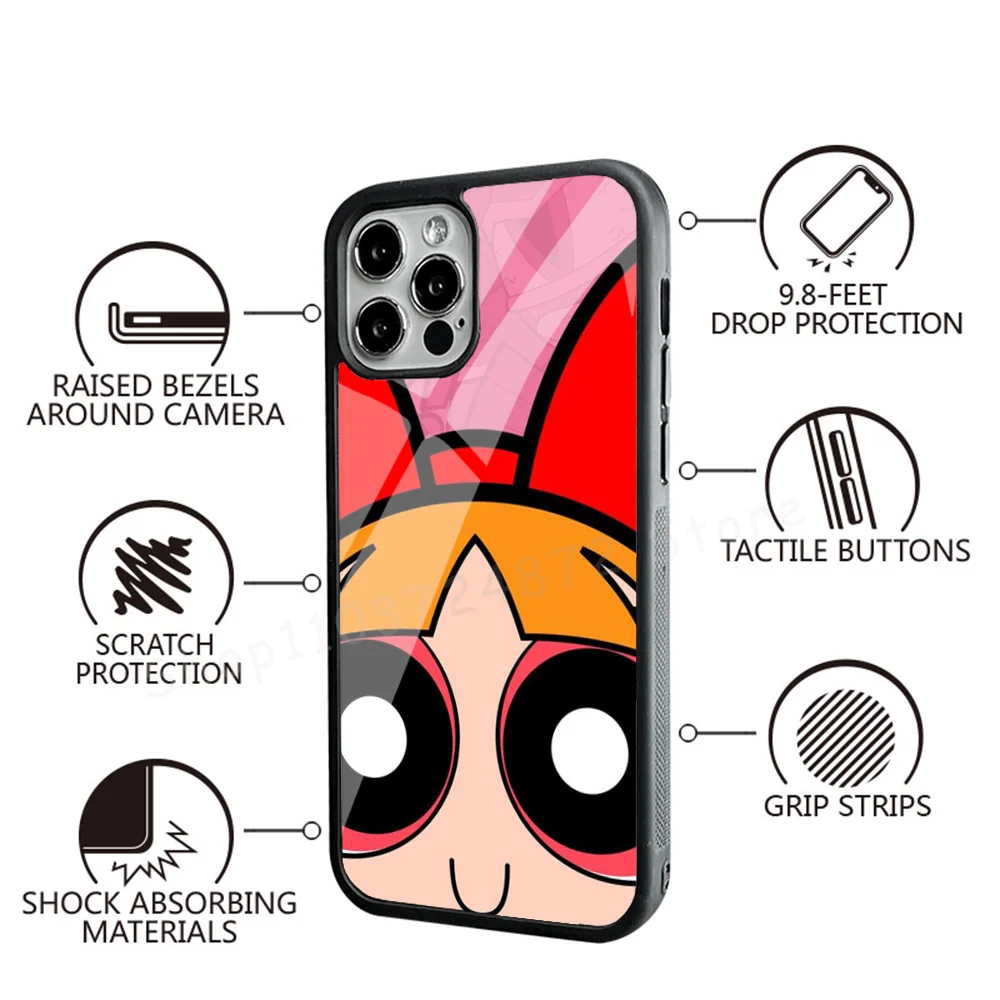 Cute P-Powerpuff-Girls Phone Case Strong Magnetic For IPhone 15 14 13 Pro Max Alex Mirror For Magsafe Wireless Charging Cover