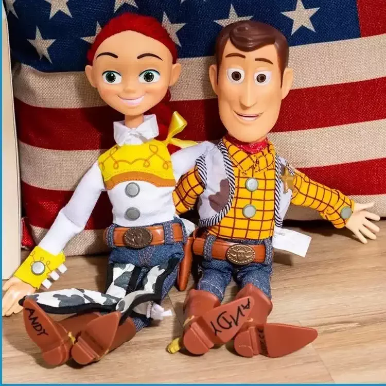 Disney Anime Story 4 Talking Woody Buzz Jessie Rex 40cm Action Figure Desktop Decoration Model Collectable Christmas Toys Gifts