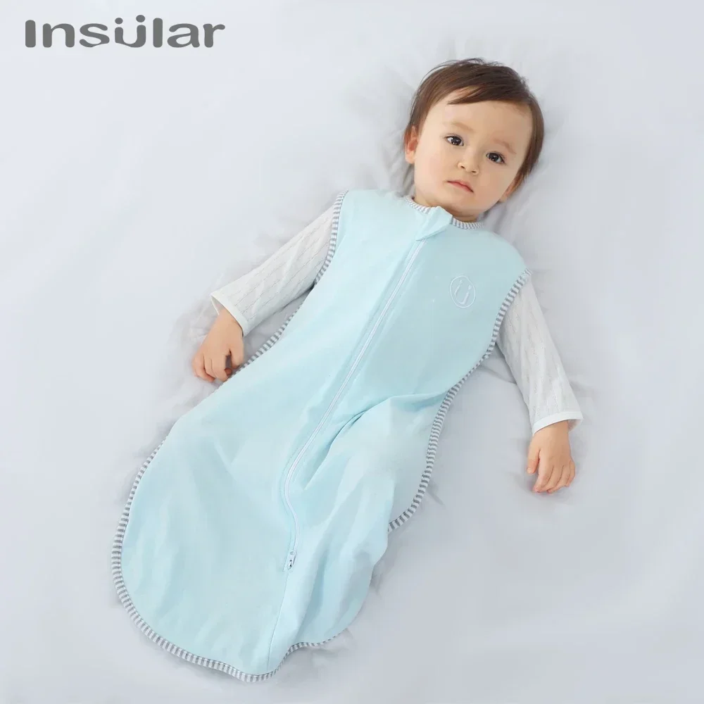 INSULAR Baby Sleeping Bag Cotton Diaper Sleeveless Envelop For Newborns Zipper Sleep Sacks Printed Cartoon Bedding Accessories