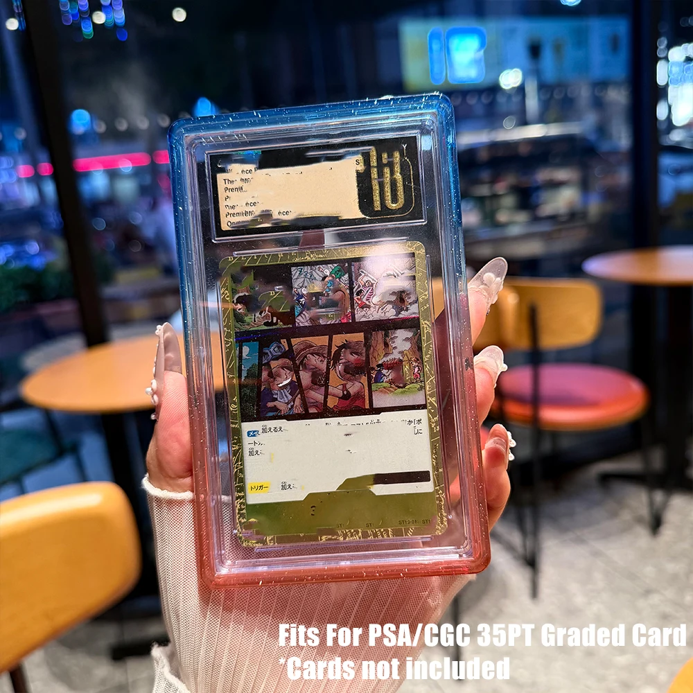 TPU Gradient Mehrfarbiger Glitzer-Sammelkarten-Schutzhülle, einseitig, für 35PT PSA CGC Kartenhüllen