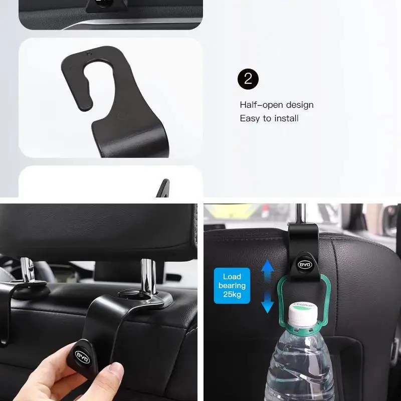 2Pcs Car Seat Back Headrest Hook Storage Organizer For BYD Atto 3 Seal Dolphin Han Tang Song Yuan Multifunctional Hanger Interio