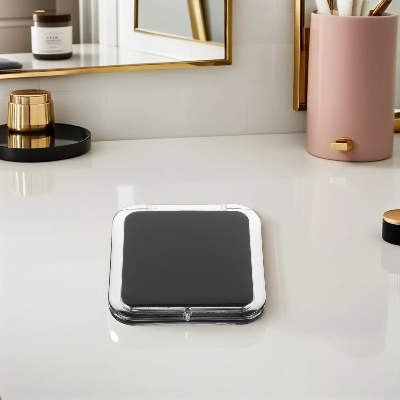 

Mini Folding Makeup Mirror Portable Small Compact Square Travel Mirror with Scratch-Resistant Cover for Purse Use