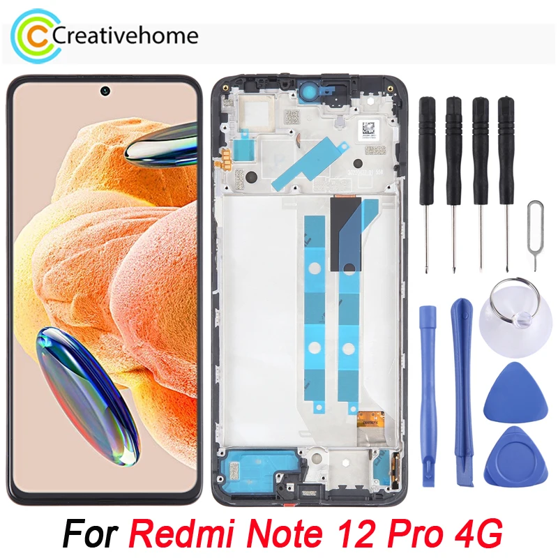 

AMOLED Original LCD Screen For Xiaomi Redmi Note 12 Pro 4G Phone and Digitizer Full Assembly Replacement with Frame