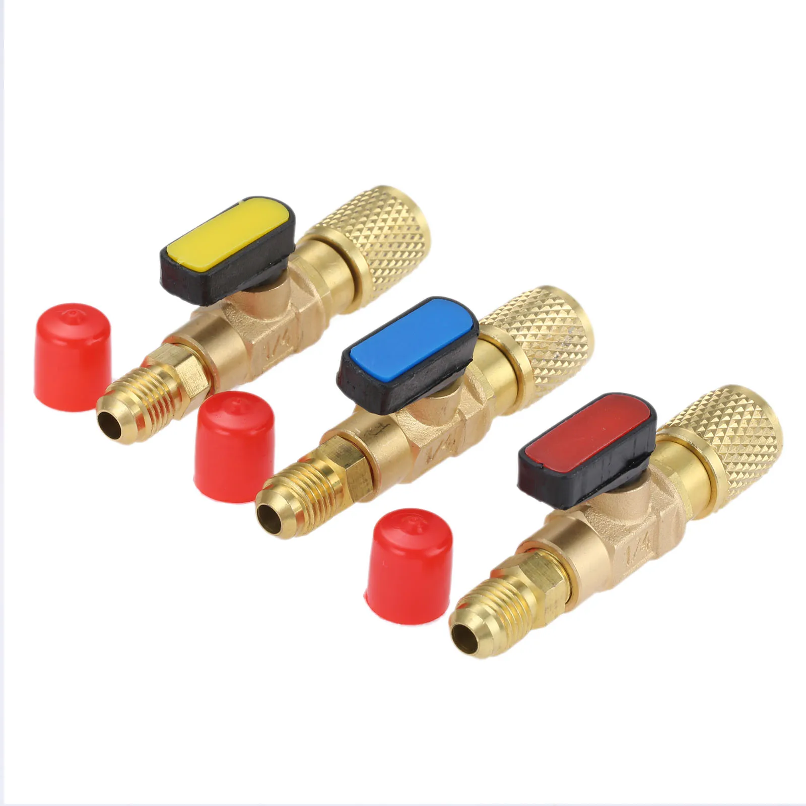 

3Pcs Brass HVAC A/C Straight SHUT-OFF Ball Valve Adapter 1/4" SAE Straight Type Adapter With Ball Valve for R22 R12 Car Parts