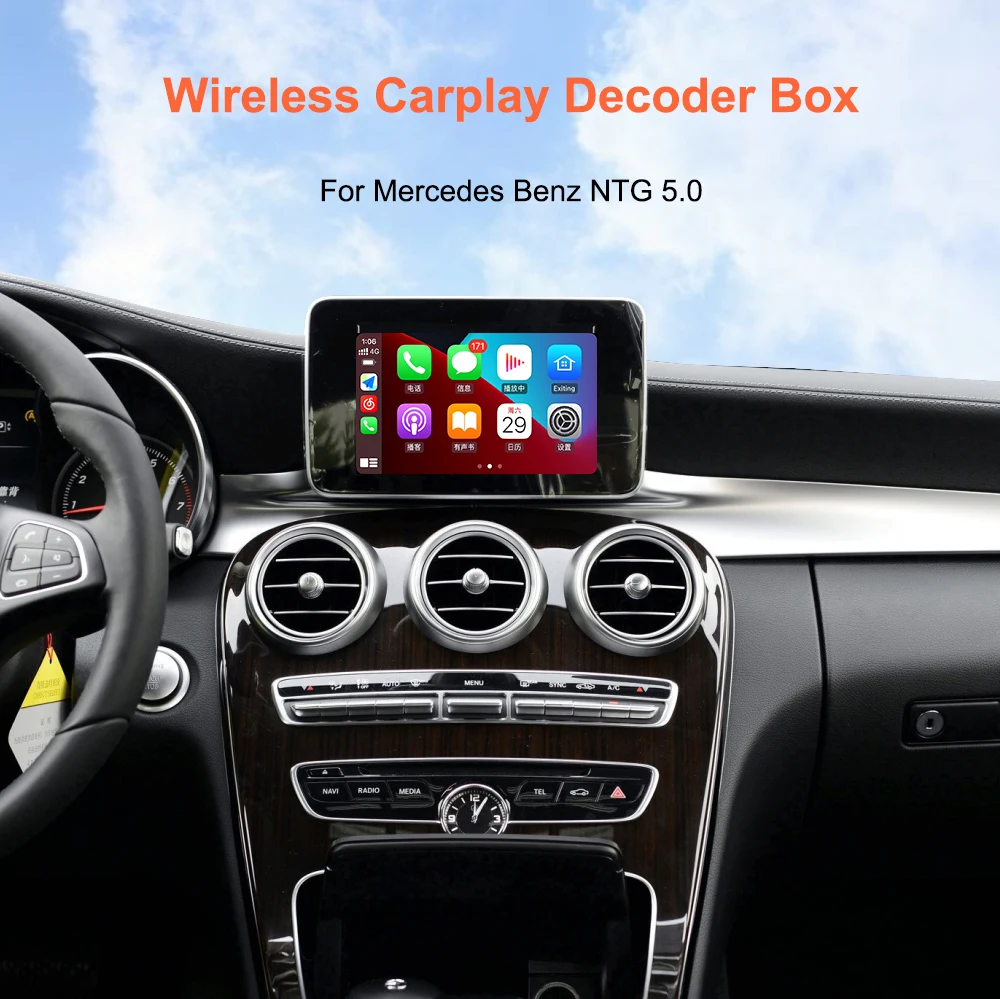 REEIIO Drahtlose Apple Carplay-Schnittstelle Android Auto NTG5.0 System Decoder-Box Modul für Mercedes Benz C/GLC/S Klasse W205 W253 – Detail 1