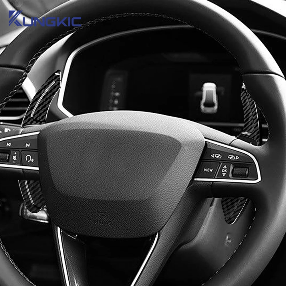 Shift Paddle For SEAT Leon ST 5F FR Cupra Ateca Ibiza 6P Arona Tarraco Carbon Fiber Car Steering Wheel Extension Shifter Sticker