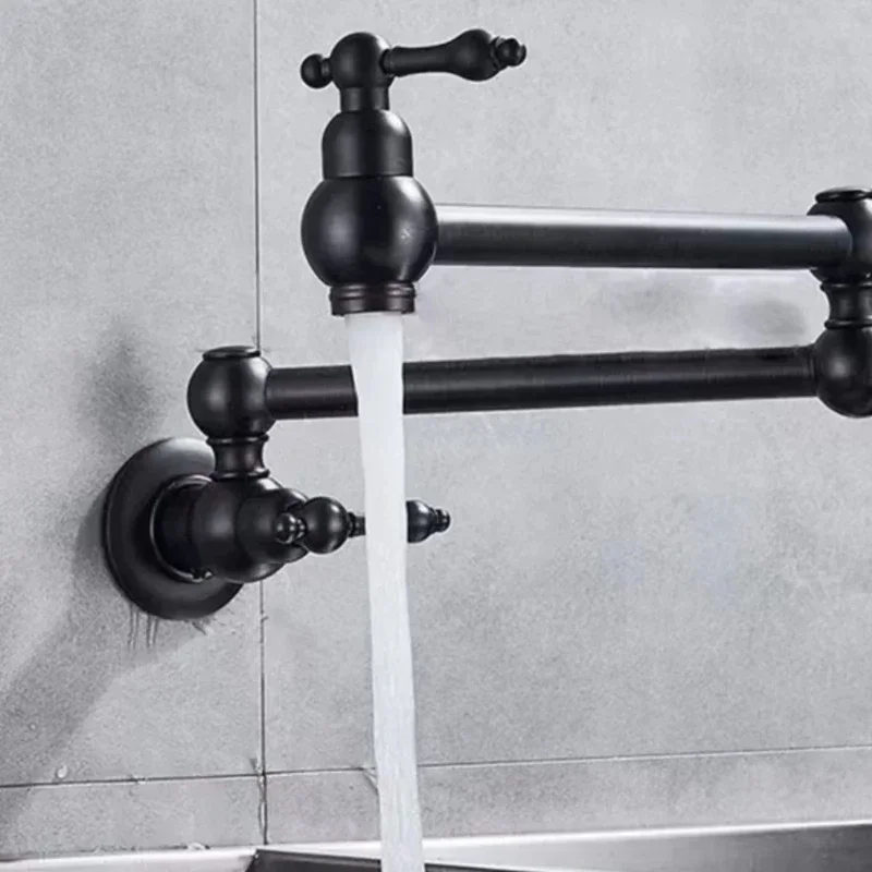 

Brushed Gold Kitchen Faucet Wall-Mounted Brass Sink Tap Cold Water 360° Rotation Mixer Elegant Bathroom Fixture