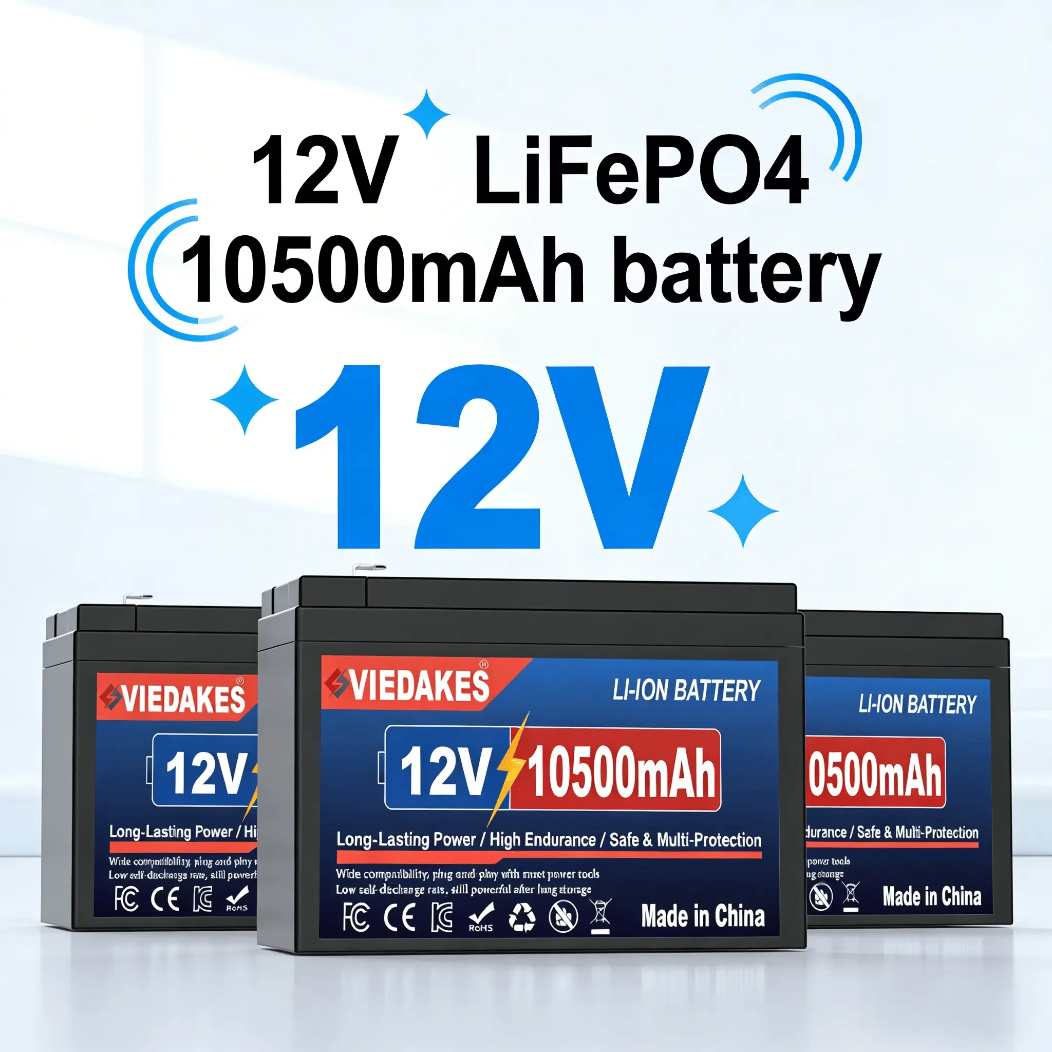 

12V LiFePO4 Battery 10500mAh High Capacity Safe Lithium Battery for Electric Toy Car Power Tools, Outdoor Energy Supply