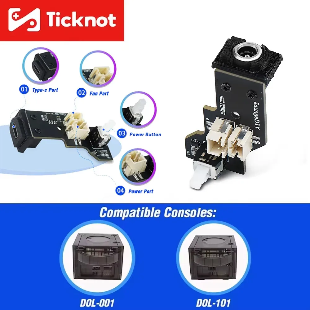 Replacement DC/Type C PSU Mod For Nintendo Gamecube PSU Power Supply For NGC Game Console DOL-001/DOL-101