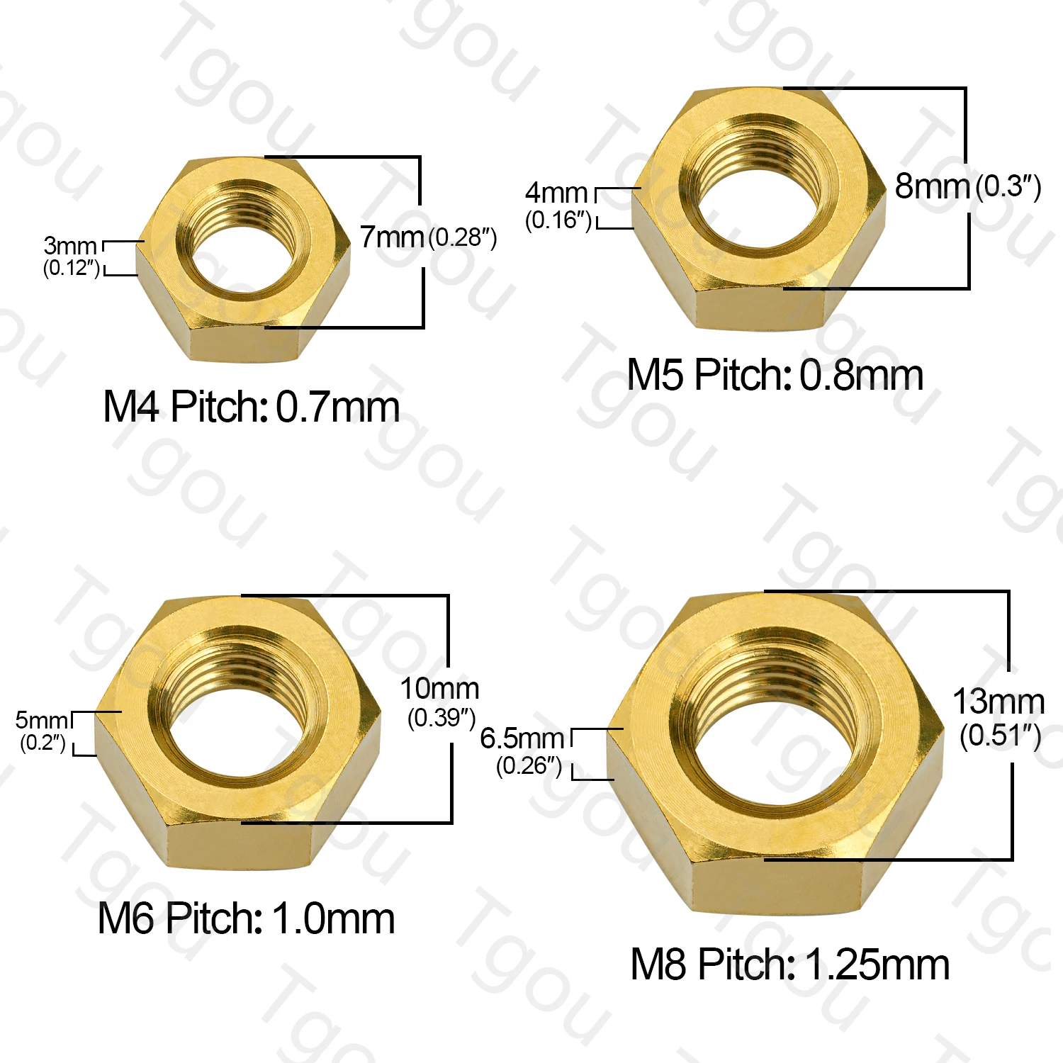 Tgou Titanium Nut M4 M5 M6 M8 Outer Hexagon Nut for Bicycle Motorcycle