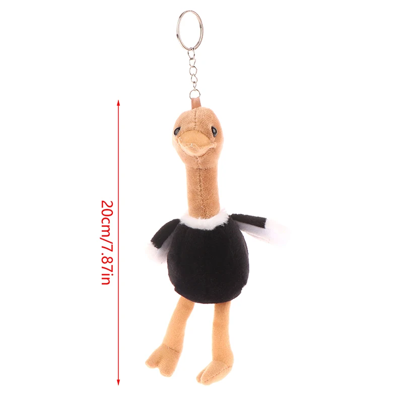 Avestruz Plush Toy Keychain para crianças, Pingente bonito dos desenhos animados, boneca recheada macia, mochila, saco do carro, decoração do chaveiro, presente do miúdo