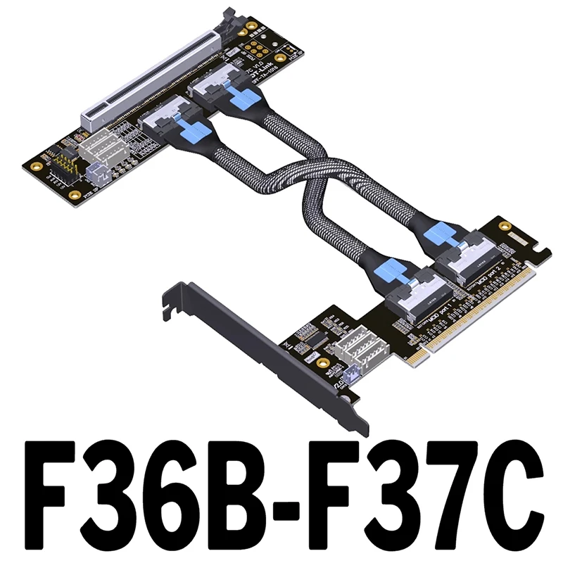 XT-XINTE ADT PCIe 4.0 x16 MCIO Câble Extender Split Card 4