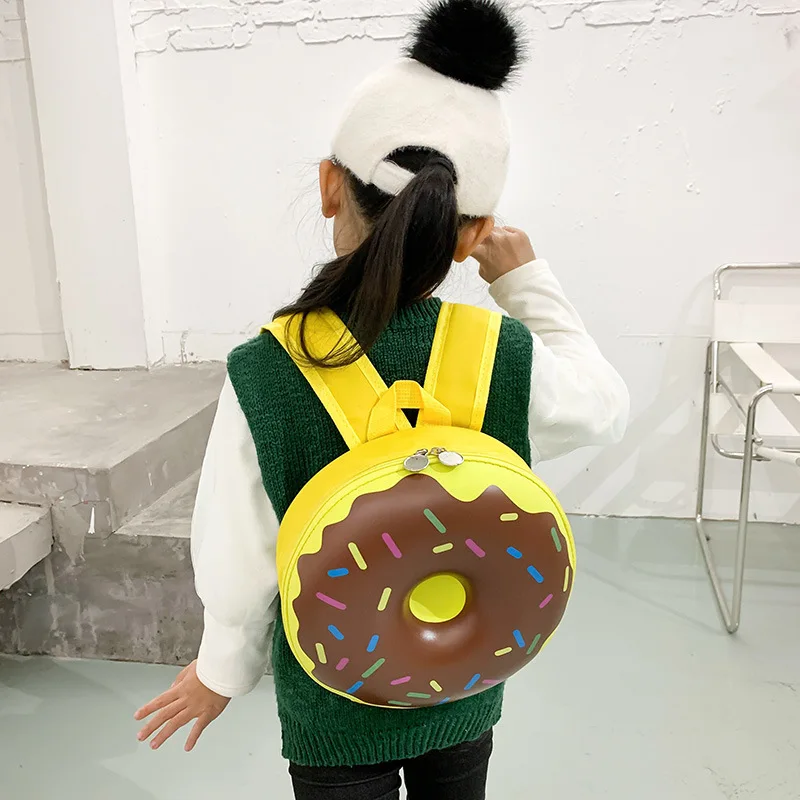 2021 crianças série de alimentos e frutas bonito casca dura donut arco-íris para meninas do jardim de infância mochila