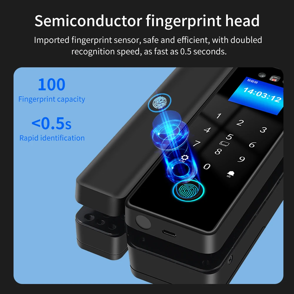 Imagem -02 - Fechadura Inteligente de Escritório com Impressão Digital Fechadura para Porta de Entrada sem Chave Fechadura Inteligente para Casa com Controle por Aplicativo Tuya Wi-fi Rosto 3d