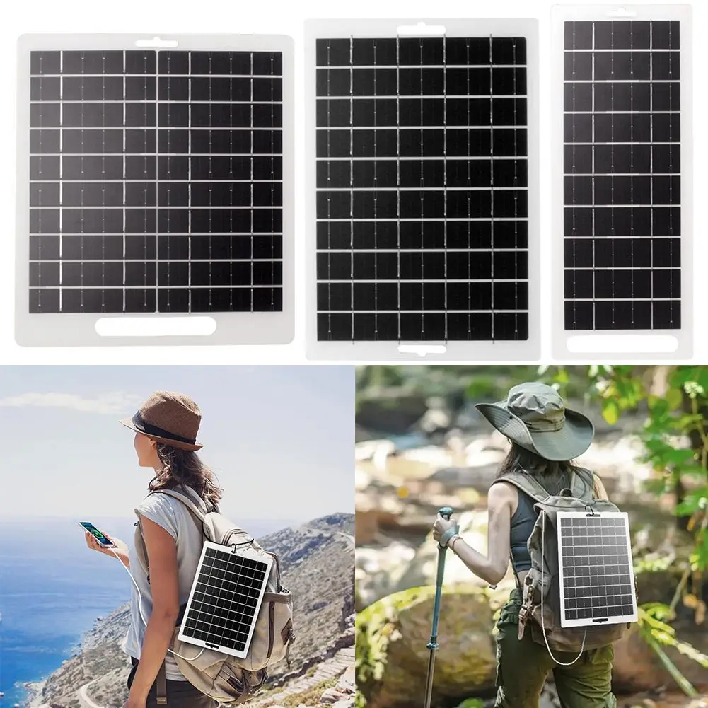 5V 6W-10W Solar Panel With USB Waterproof Outdoor Hiking And Camping Portable Battery Mobile Phone Charging Panel