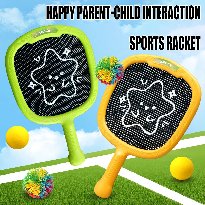 1 paio di racchette sportive per bambini, palline elastiche portatili per esterni, racchette da tennis, interazione genitore-figlio, gioco educativo, giocattoli sportivi, regalo