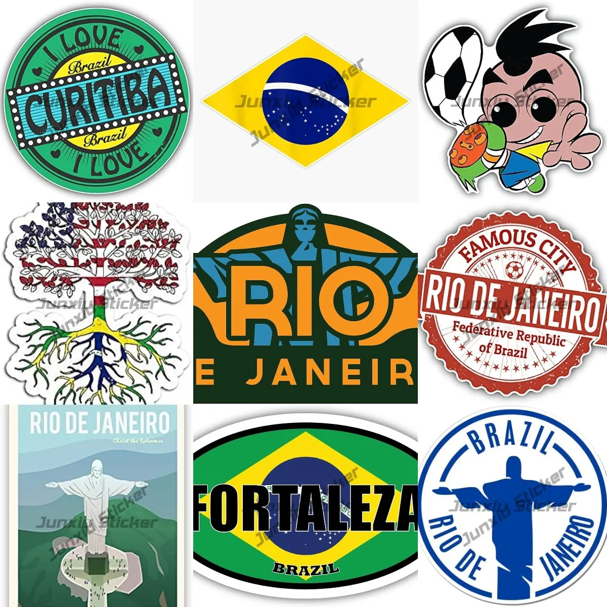 Rio DeJaneiroBrazil Christ The Redeemer Vintage Travel Poster Style Vinyl Sticker Brazil Jiu Jitsu Decal Curitiba City Brazil