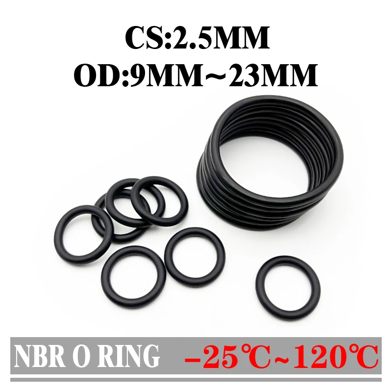 

20pcs NBR O Ring Oil Sealing Gaskets Thickness CS 2.5mm OD 9~23 mm Automobile Nitrile Rubber Round Shape Corrosion Resist Washer