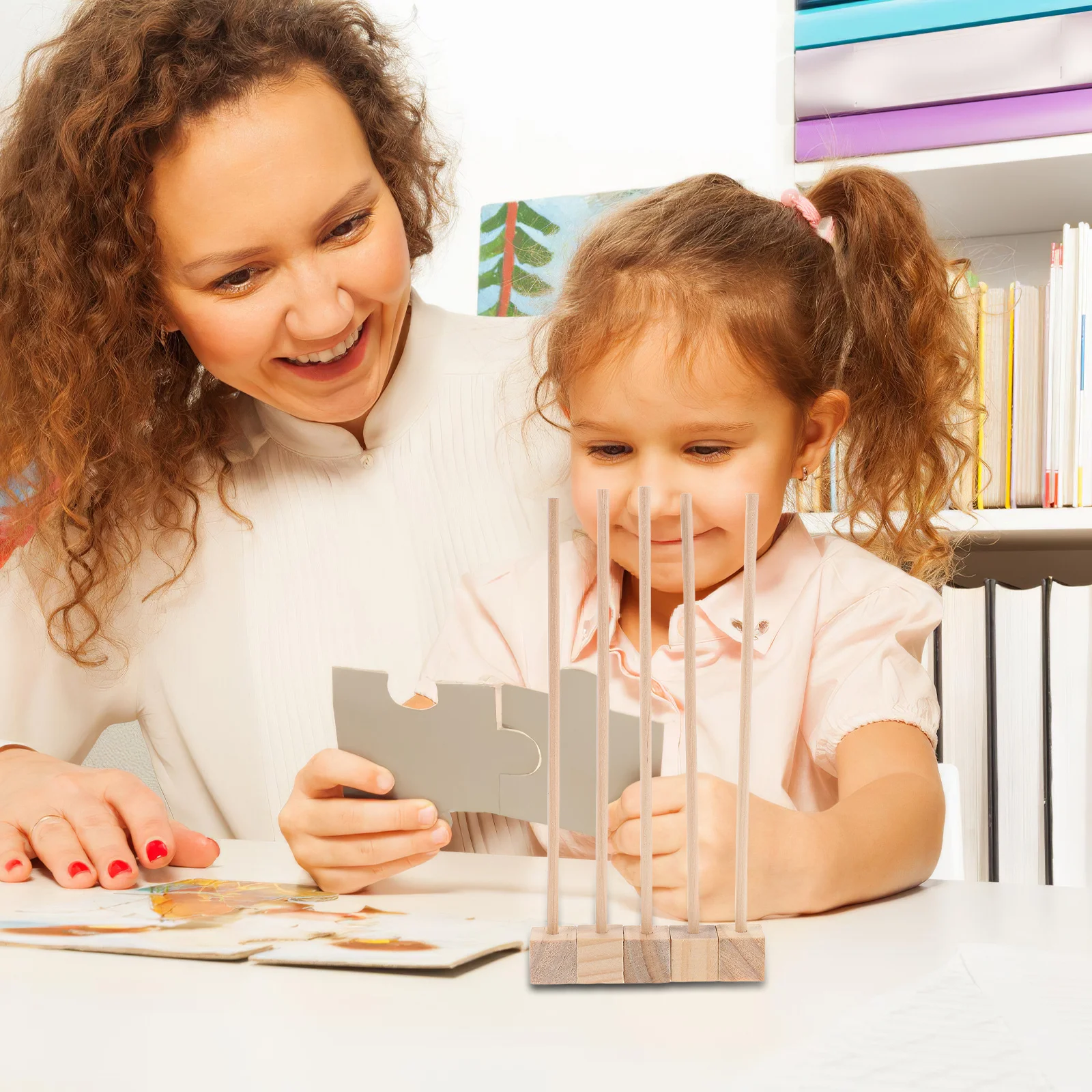 100 Piezas de Bloques de Construcción para Niños, Juego de Rompecabezas Educativo STEM de Encaje Creativo - Construcción de Madera Montessori