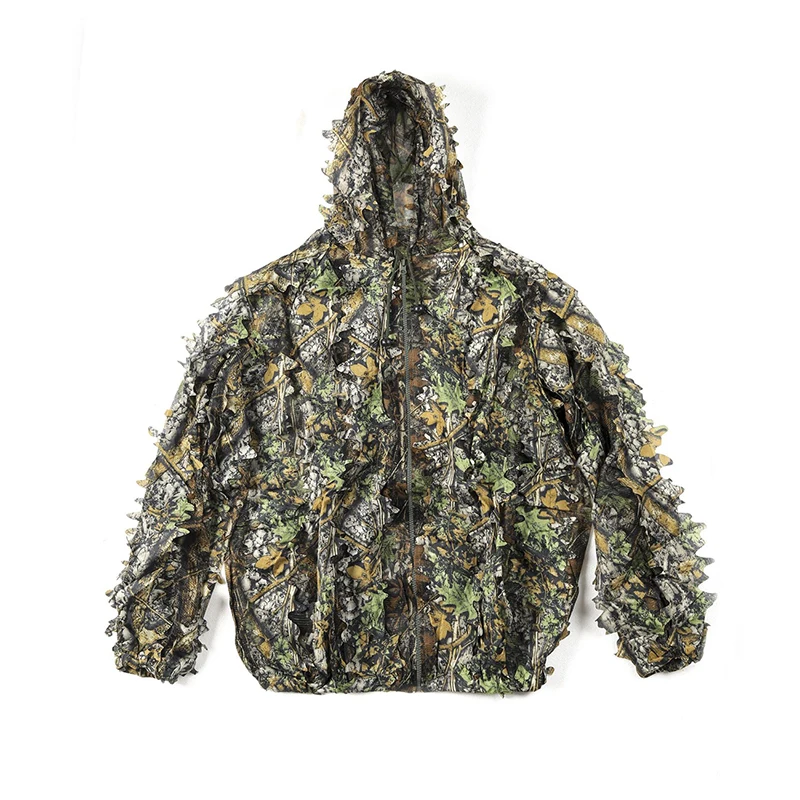 Imagem -04 - Ghillie de Fibra Sintética para Homens e Mulheres Roupas de Camuflagem Folhas de Treinamento Terno de Caça Jaqueta Quente ao ar Livre