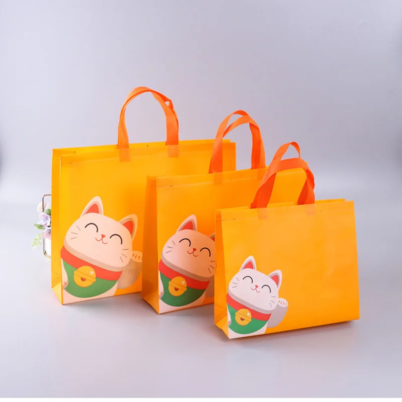 

50Pcs film coated Reusable Gift Bags With Handles Non Woven Gift Bags for Christmas Birthday Party Favor Bag shop pounch
