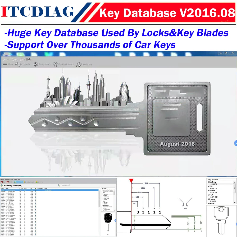 

Key Database V2016.08 Working With Locks & Keys Search for Cutting By Mechanical Key Code Database of Blades Key Blank Cutting