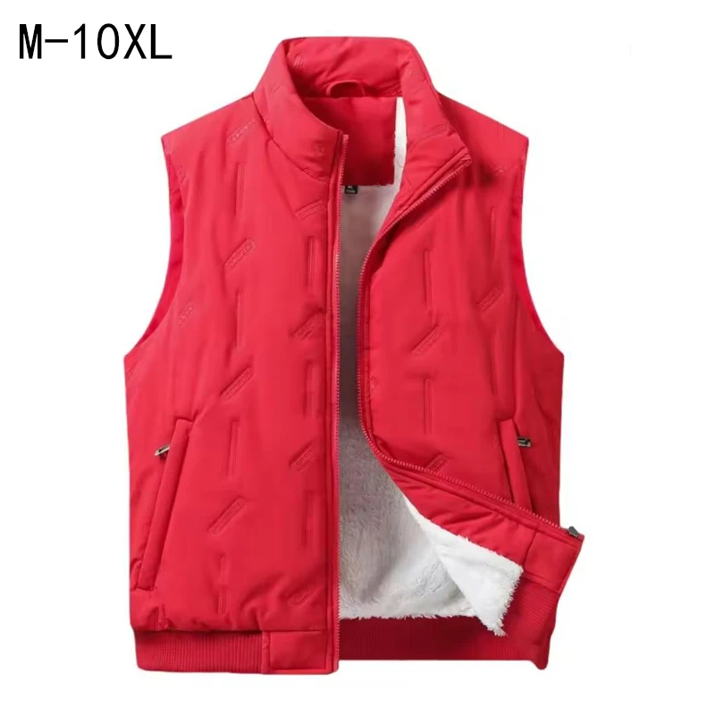 

Autumn Winter Men's Lamb Wool Vest Plus Size Loose Casual Fleece Thickened Waistcoat Stand Collar Sleeveless Warm Padded Vest