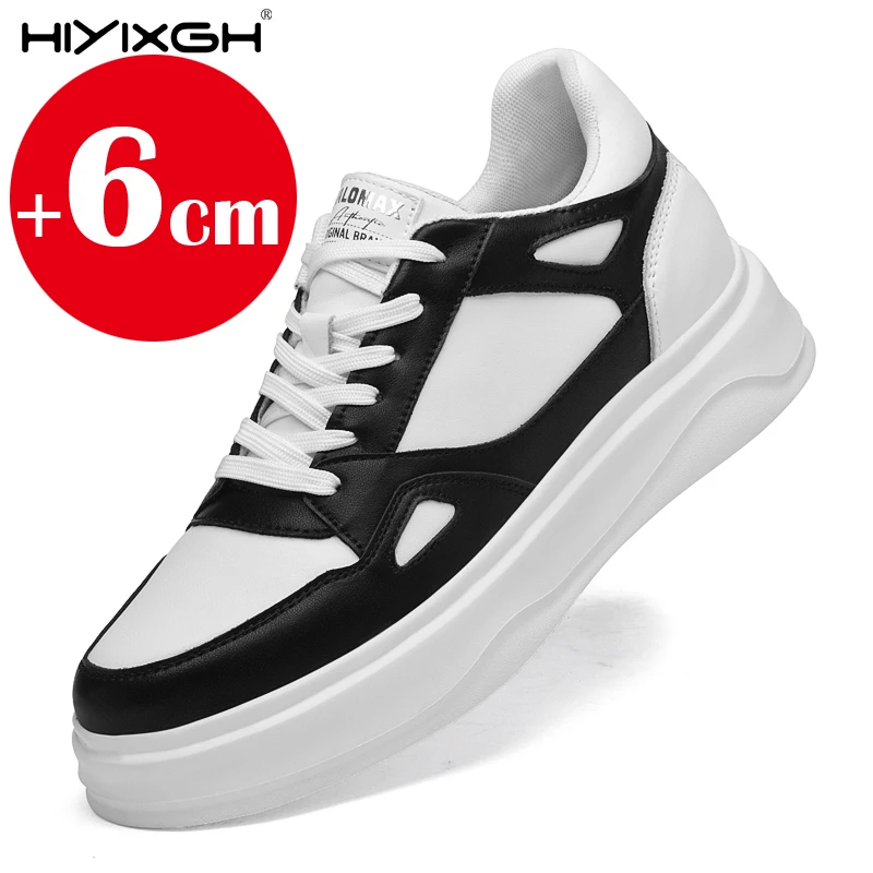 

Men 6CM Height Increase Cow Leather Casual Elevator Shoes Summer Breathable Mesh & Leather Sneakers Fashion Comfortable Loafers