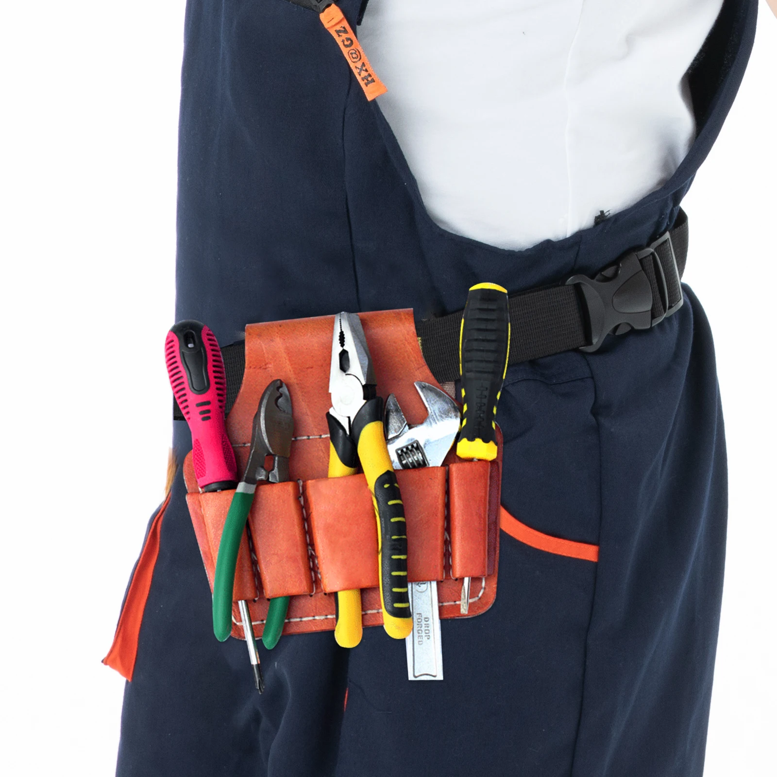 1 قطعة حقيبة الخصر الكهربائي جلد البقر متعددة جيب الحقيبة لعمال البناء أداة تخزين الحاويات مجموعة أدوات حزام الحقيبة