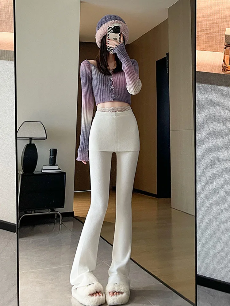 European American Style Lace Patchwork Yoga Pants For Women Summer Low Waist Hip Lifting Sports Fitness Micro Flared Pants