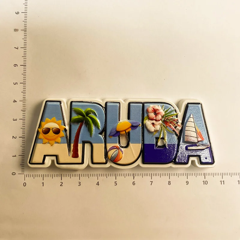 1 قطعة، جزيرة أروبا ديكور المنزل رسالة ثلاثية الأبعاد رسمت مغناطيس الثلاجة البحر الكاريبي العالم السفر تذكارية #6
