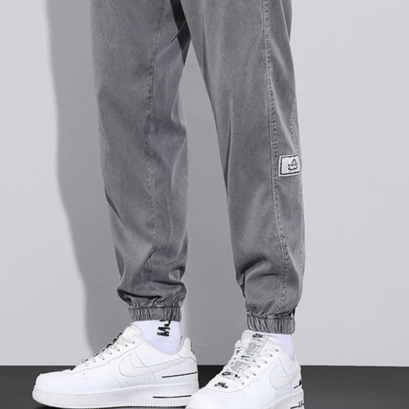 Pantalon crayon en coton fin pour homme, style Haren, poches élastiques à la taille, monochromatique, streetwear décontracté, mode printemps et été, nouveau, 2023