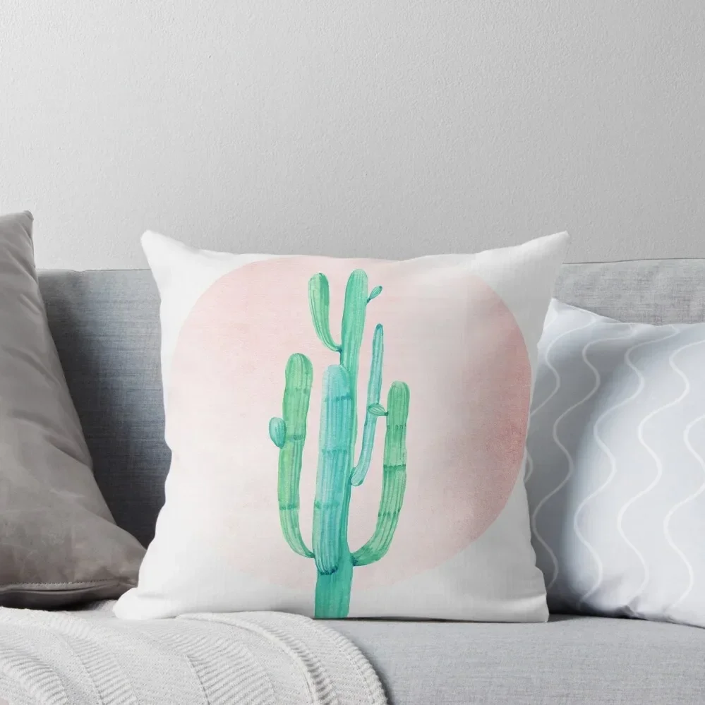 Elegant Cactus Rosegold Pink and Turquoise Desert Cacti Southwest Decor Throw Pillow Christmas Pillow Covers For Sofas pillow