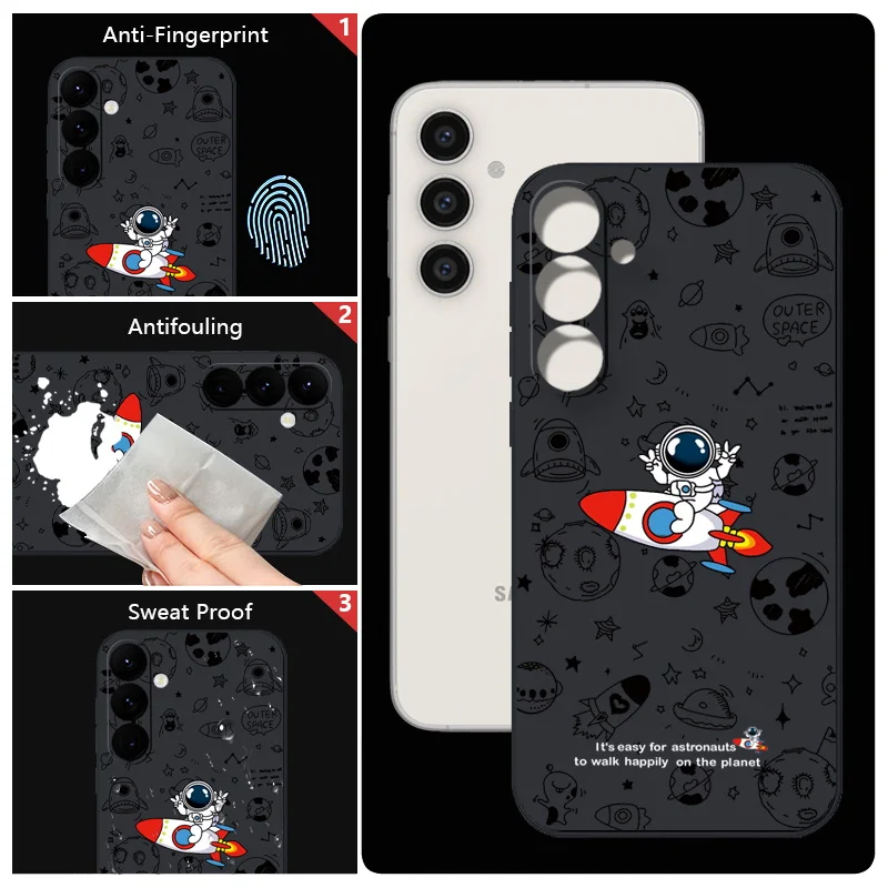 Cute Astronaut Pattern Case For Samsung Galaxy S26 S25 S23 S24 Ultra S23 FE A57 A17 A37 A55 A56 A16 A15 5G Soft TPU Phone Cover