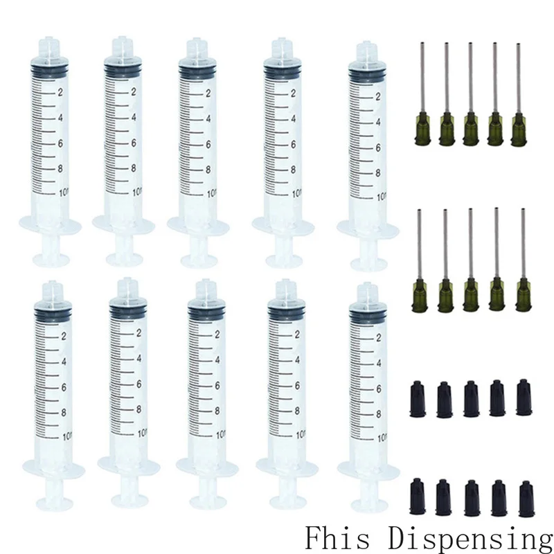 Jeringas de 10 ml con Puntas de 14G y Tapas para Dispensar Pegamento Adhesivo E6000, Paquete de 10