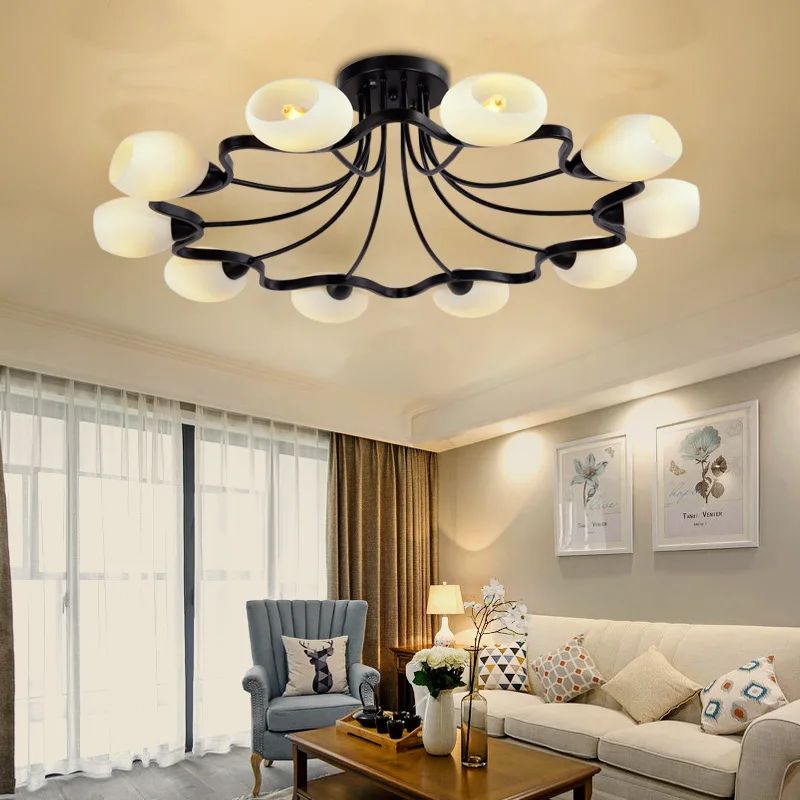 

Classic fashion bedroom dining room ceiling lamp high-end living room showroom glass ball e14 ceiling light for living room