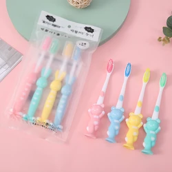 4pcs Cute Candy Color Tooth Brushes Baby Kids Toothbrush Soft Fine Bristles Teeth Brush Children Oral Care Cleaning Tool