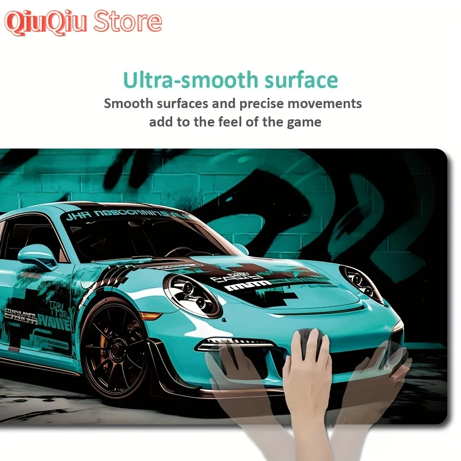Elegante luz azul supercar mouse pad antiderrapante bordas costuradas durável e confortável tapete de mesa de escritório de jogos acessórios de mesa