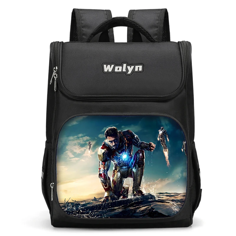 Cartoon Man M-Marvels Iron Large Children Backpack School Bag For Boy Girls High Quality Child Bag Durable and Multi Compartmen