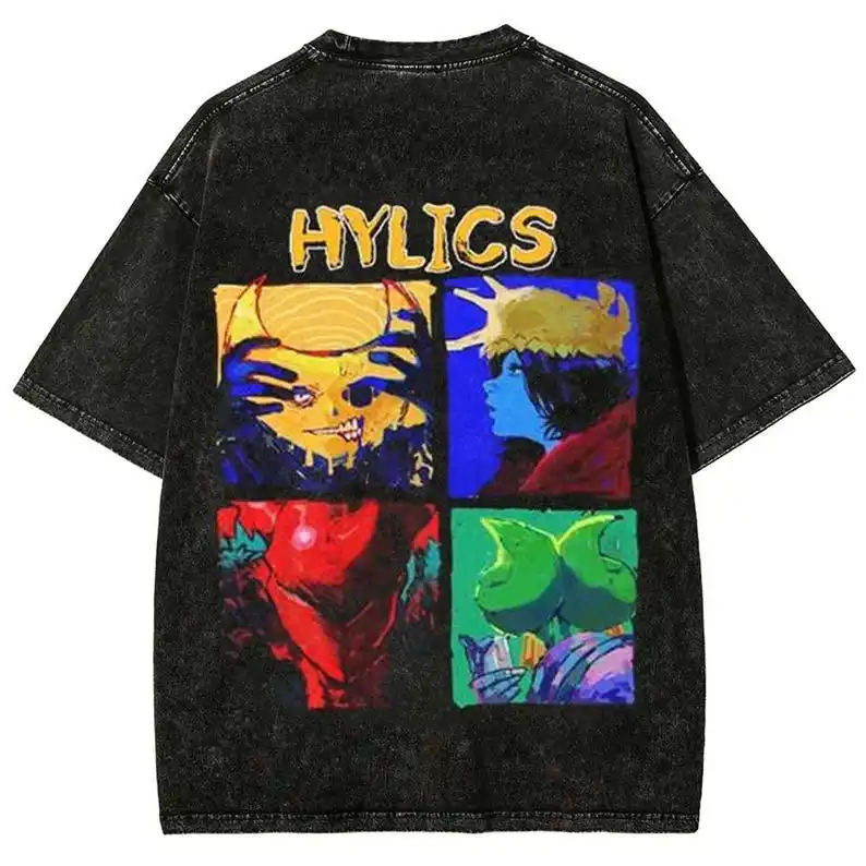 Vintage Washed Aesthetic Game Graphic T-shirt Oversized Y2k Women Men Streetwear Casual Loose Cotton Unisex Female Male Clothing