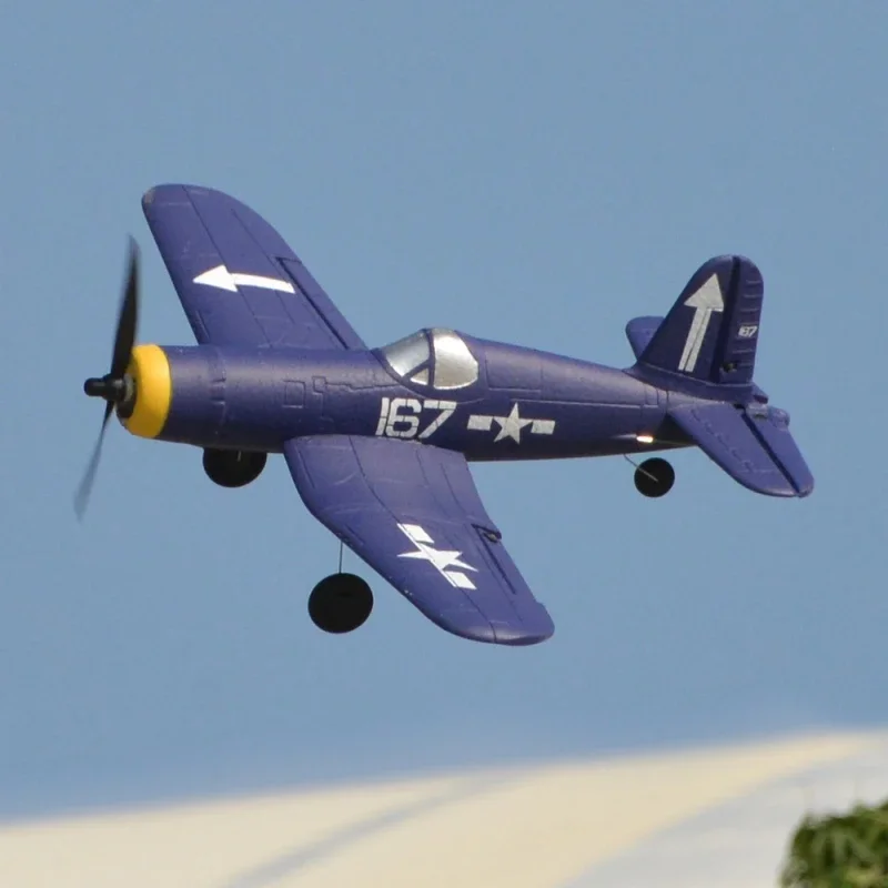 Volantex-avión teledirigido F4u Corsair para niños, de una tecla aerobático, 2,4g, 4 canales, espuma Epp, envergadura de 400mm, Avión de juguete