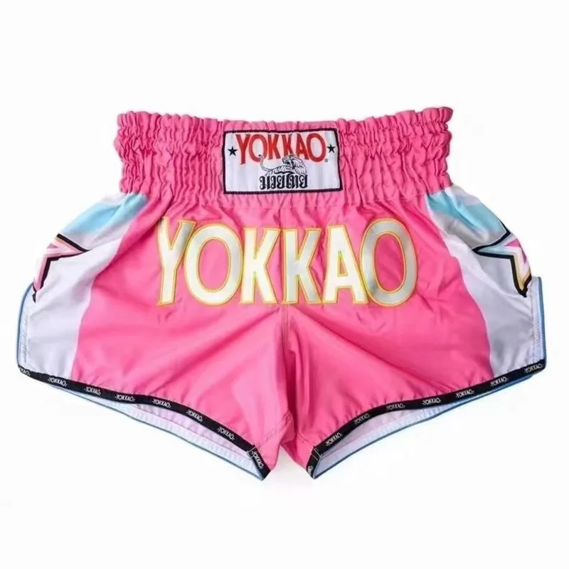 Yokkaos Muay Thai Shorts Fighting Suit 2024 New Unisex Beach Pants Children\'s Combat Training Suit Letter Printed Boxer Shorts